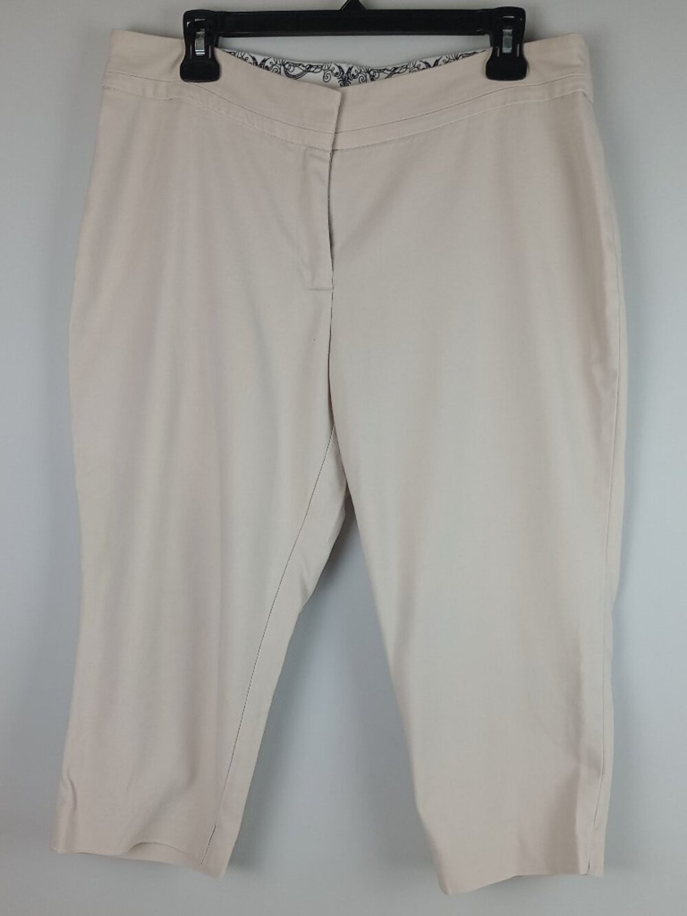 Peter Nygard Womens 14P Cream Back Pockets Button Hook & Bar Closure Capris